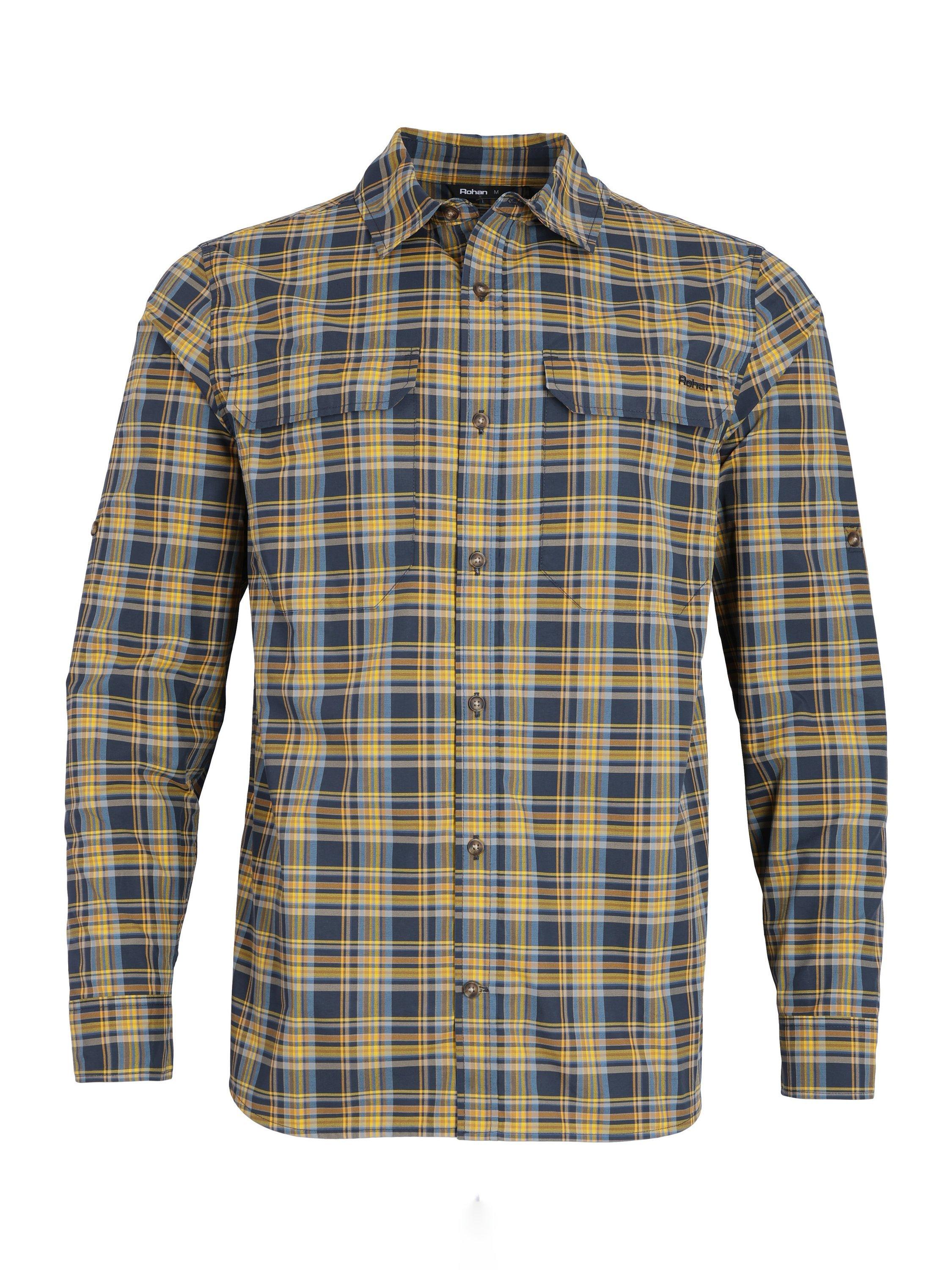 Product image 3 of 9, which shows Rohan Men's Pennine Shirt, Navy/Ochre, S