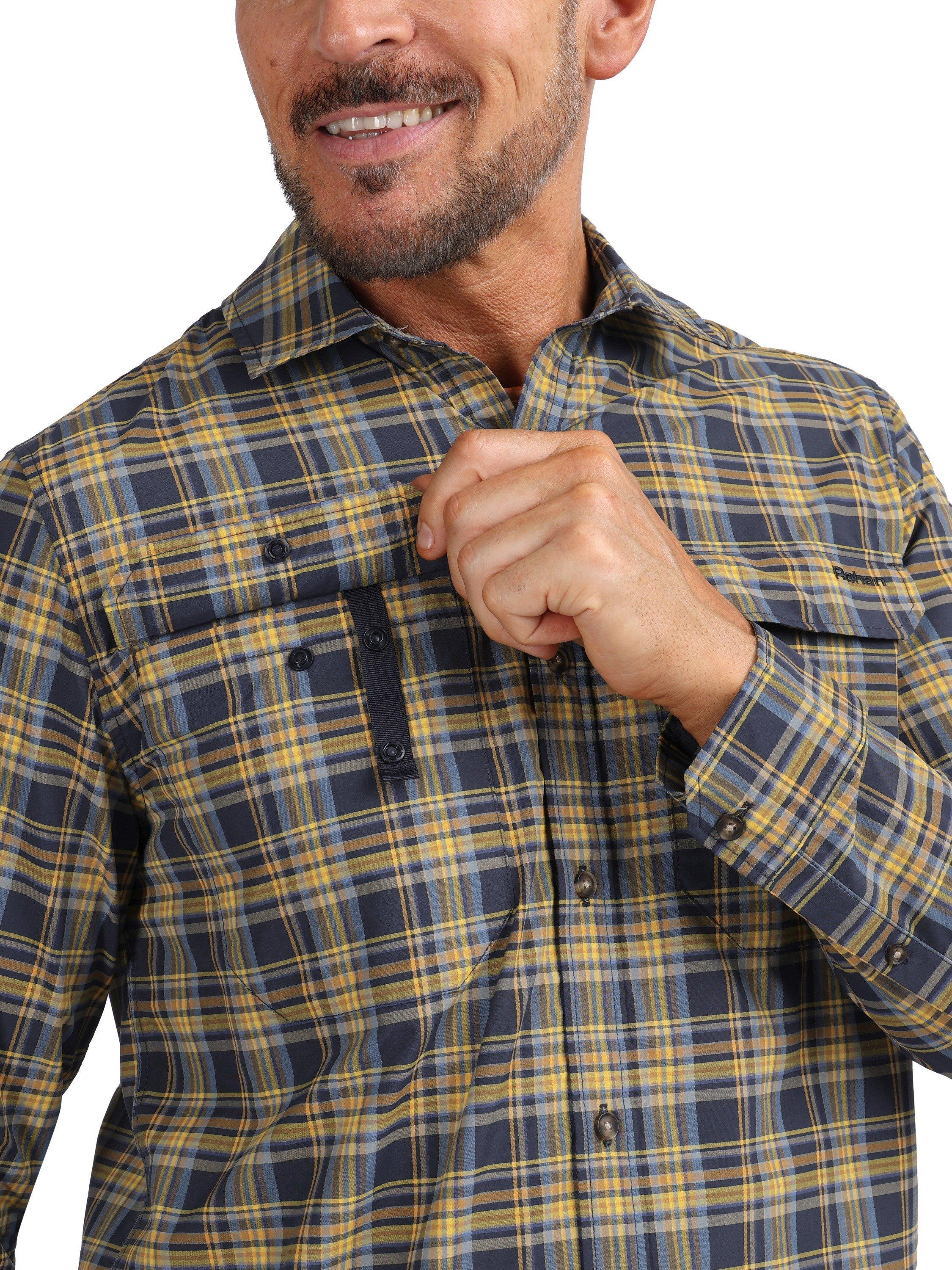 Product image 6 of 9, which shows Rohan Men's Pennine Shirt, Navy/Ochre, S