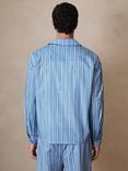 Reiss Fonta Long Sleeved Revere Striped Shirt, Bright Blue/White