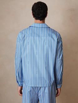 Reiss x CHÉ Fonta Long Sleeved Revere Striped Shirt, Bright Blue/White - view 2, Bright Blue/White