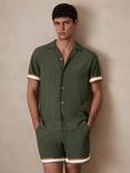 Reiss Valbonne Short Sleeved Revere Shirt, Pine Green