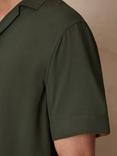 Reiss Valbonne Short Sleeved Revere Shirt, Pine Green