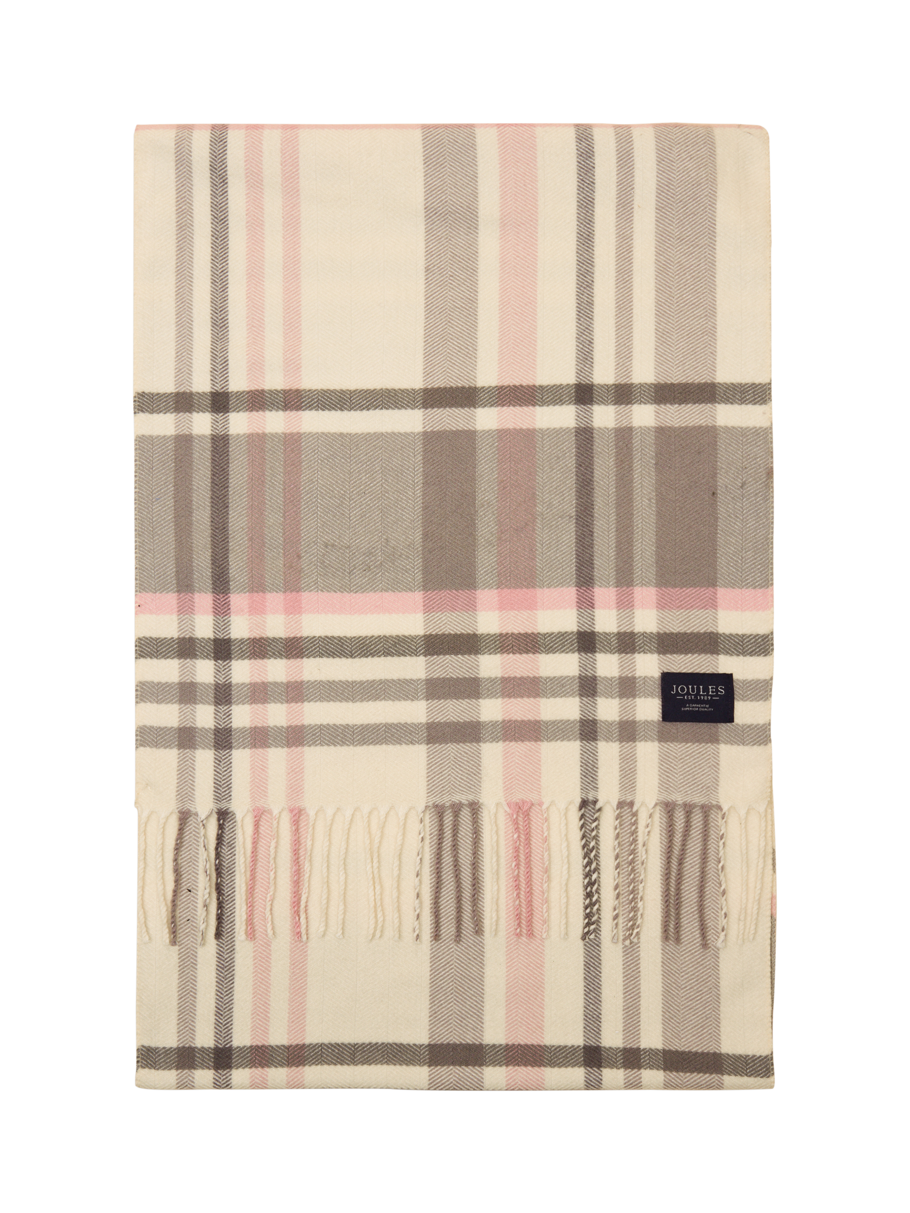 Product image 6 of 6, which shows Joules Langtree Tartan Scarf, Pink, One Size