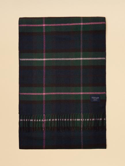 Joules Langtree Check Scarf, Navy - view 2, Navy