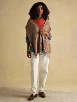 Joules Langtree Check Scarf, Tan - view 2, Tan