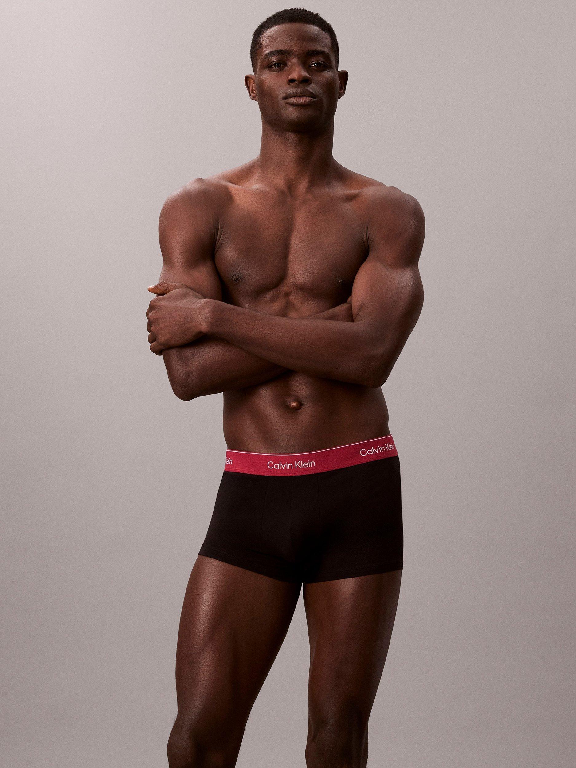 Product image 1 of 1, which shows Calvin Klein Low Rise Trunks, Pack of 3, Black/Multi, XS