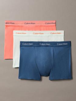Calvin Klein Relaxed Fit Trunks, Pack of 3, Coral Pop/White/Dark Denim, Coral Pop/White/Dark Denim
