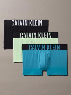 Calvin Klein Intense Power Micro Trunks, Pack of 3, Black/Teal Breeze/Forest Freeze