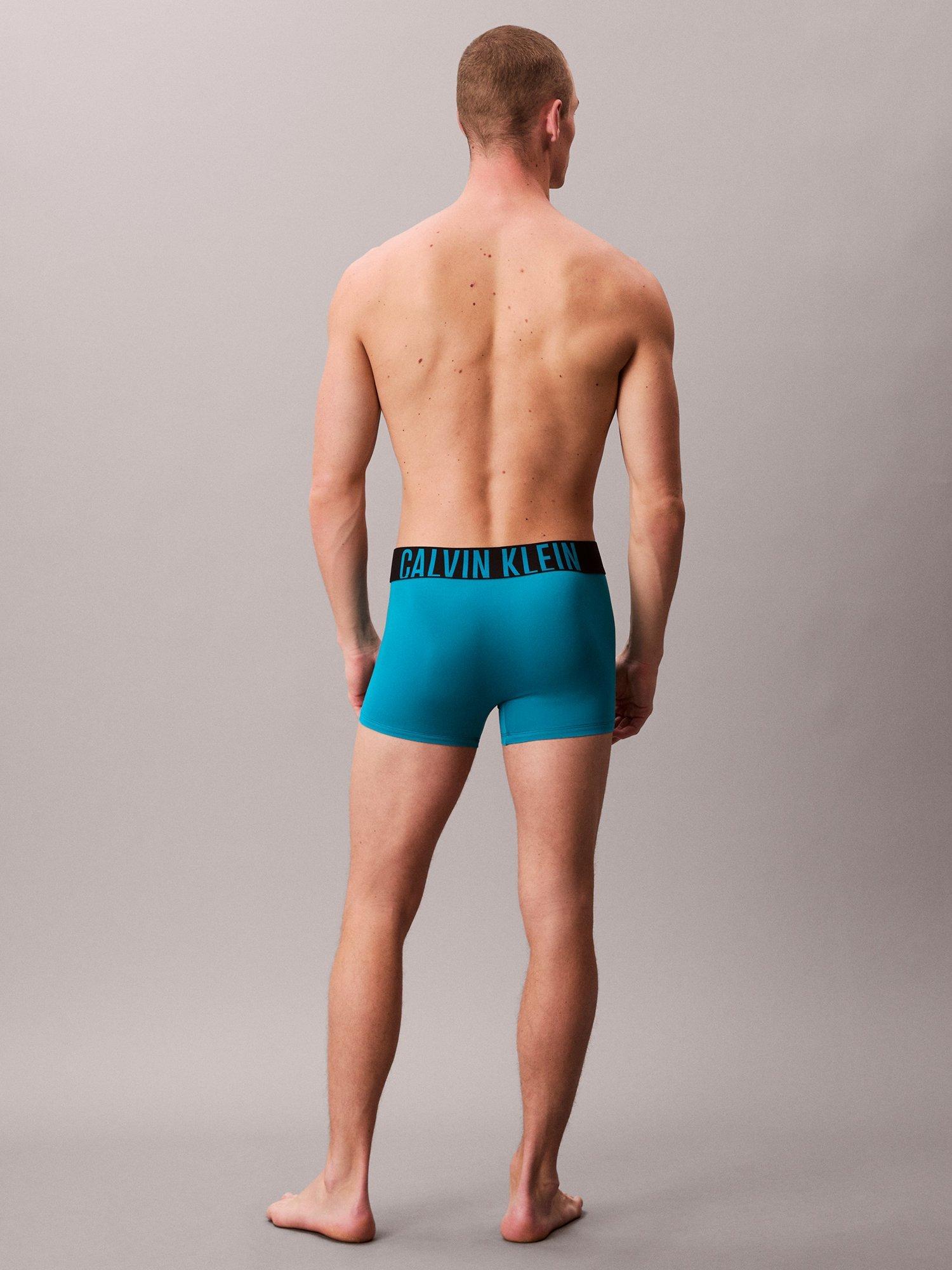 Product image 3 of 6, which shows Calvin Klein Intense Power Micro Trunks, Pack of 3, Black/Teal Breeze/Forest Freeze, XS