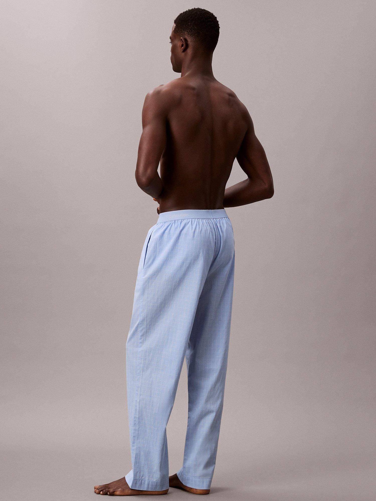 Product image 2 of 2, which shows Calvin Klein Cotton Poplin Pyjama Trousers, Blue, M