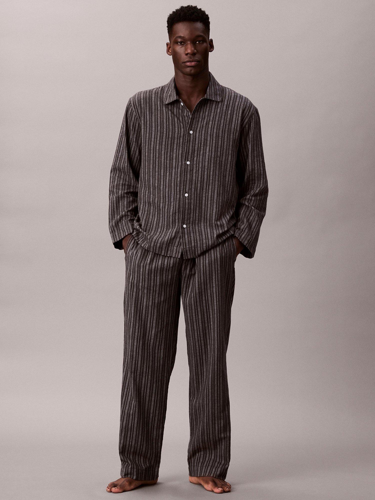 Product image 1 of 5, which shows Calvin Klein Cotton Flannel Long Sleeve Pyjama Top, Multi, S