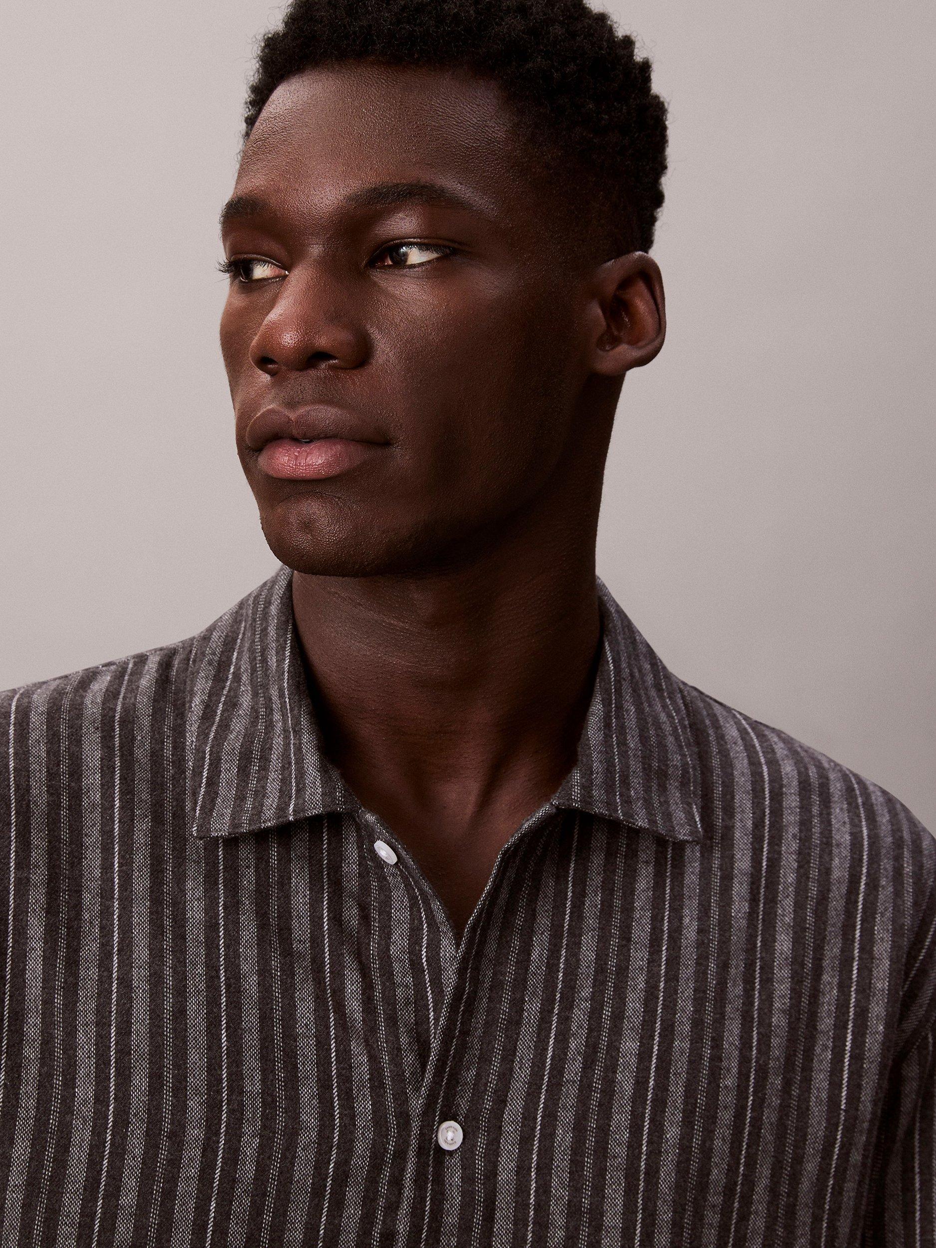 Product image 3 of 5, which shows Calvin Klein Cotton Flannel Long Sleeve Pyjama Top, Multi, S