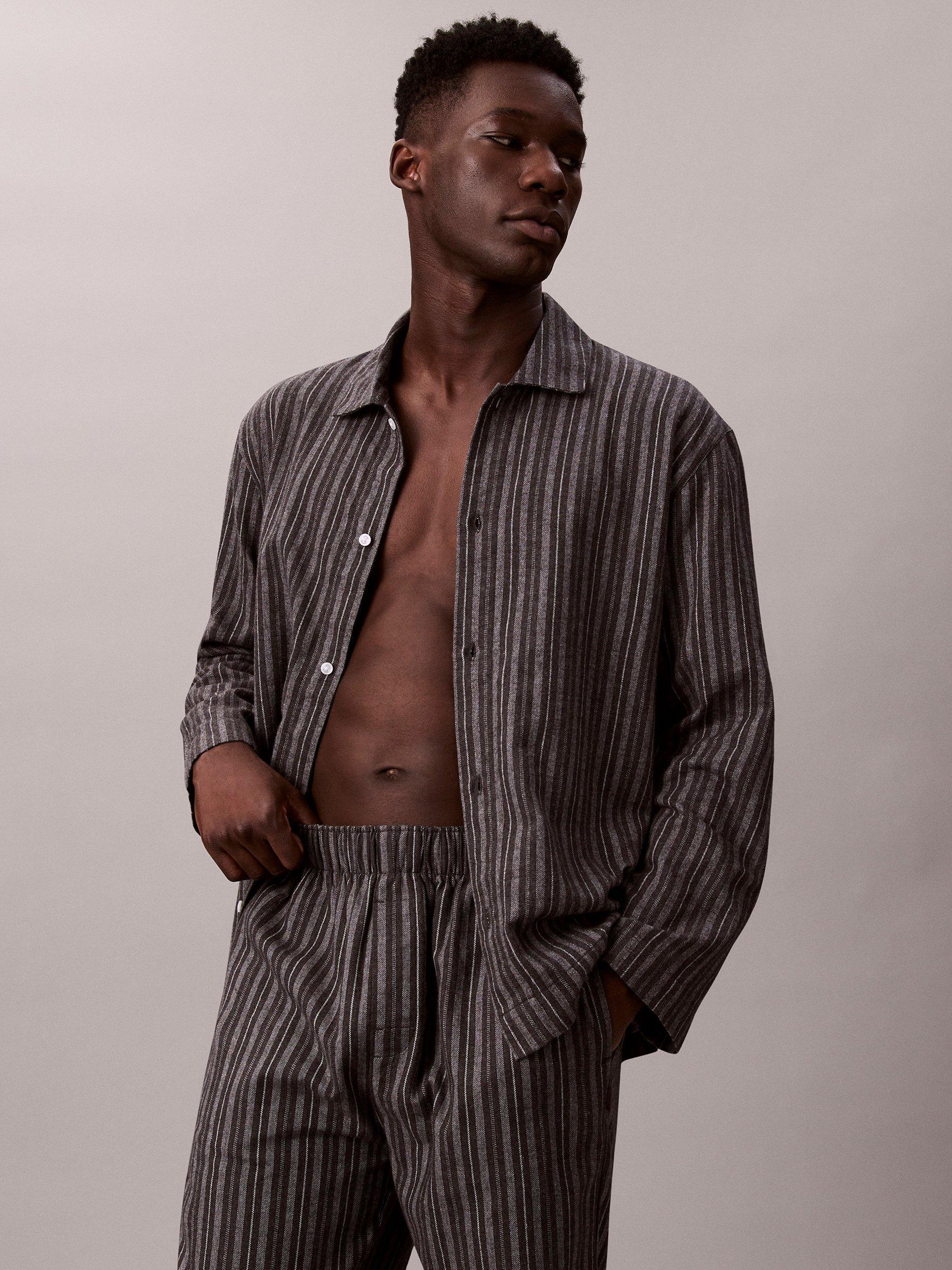 Product image 4 of 5, which shows Calvin Klein Cotton Flannel Long Sleeve Pyjama Top, Multi, S