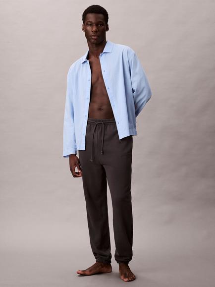 Calvin Klein Cotton Poplin Long Sleeve Pyjama Top, Plotter Plaid, Plotter Plaid