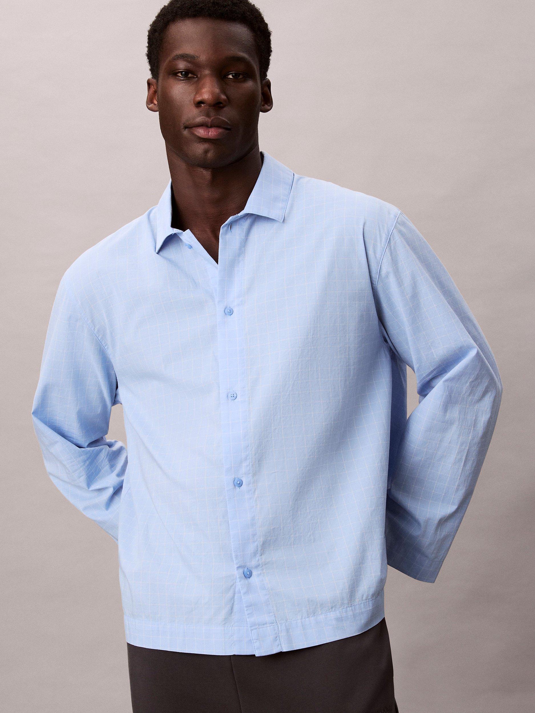 Product image 2 of 6, which shows Calvin Klein Cotton Poplin Long Sleeve Pyjama Top, Plotter Plaid, S