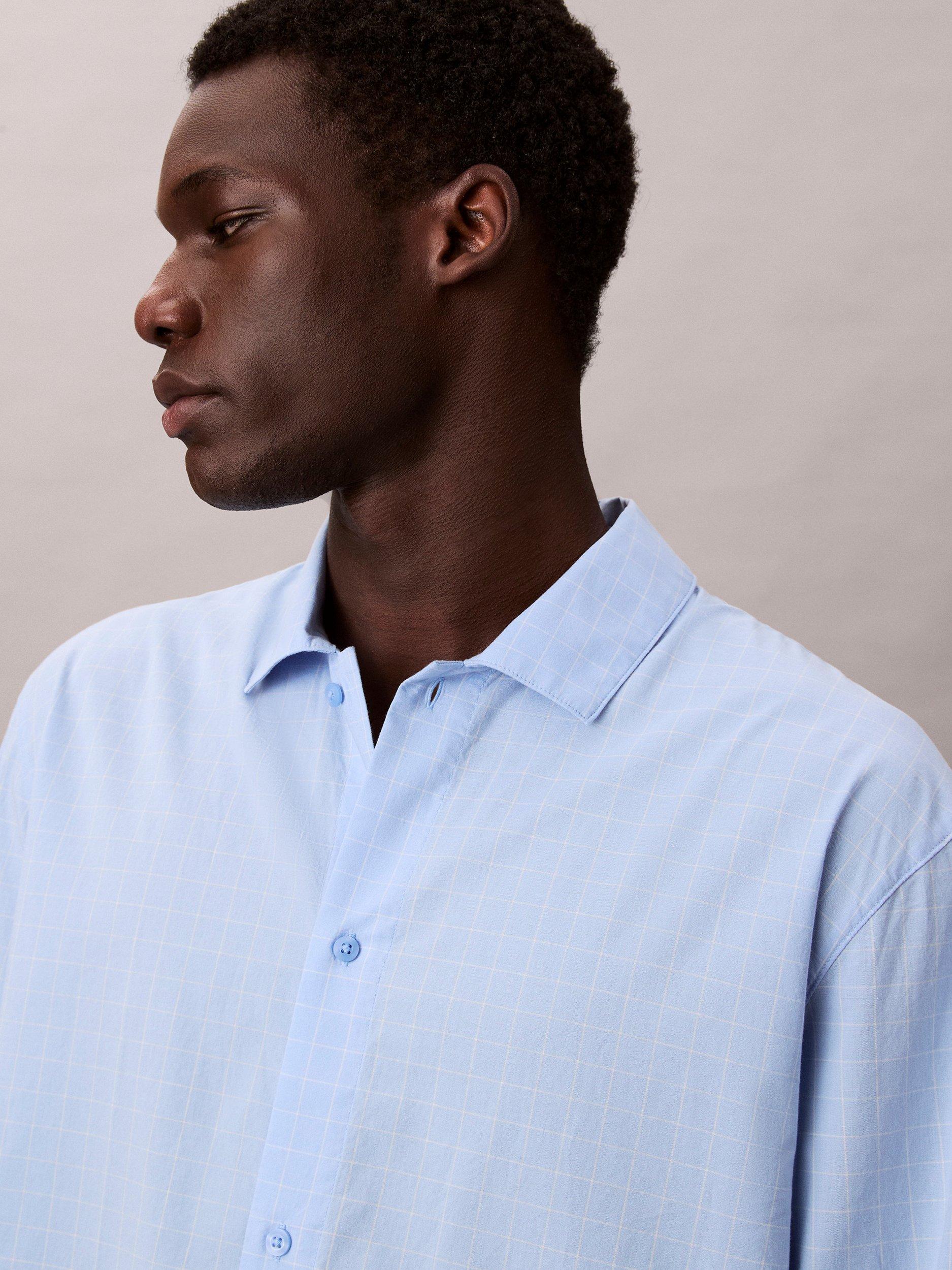 Product image 3 of 6, which shows Calvin Klein Cotton Poplin Long Sleeve Pyjama Top, Plotter Plaid, S