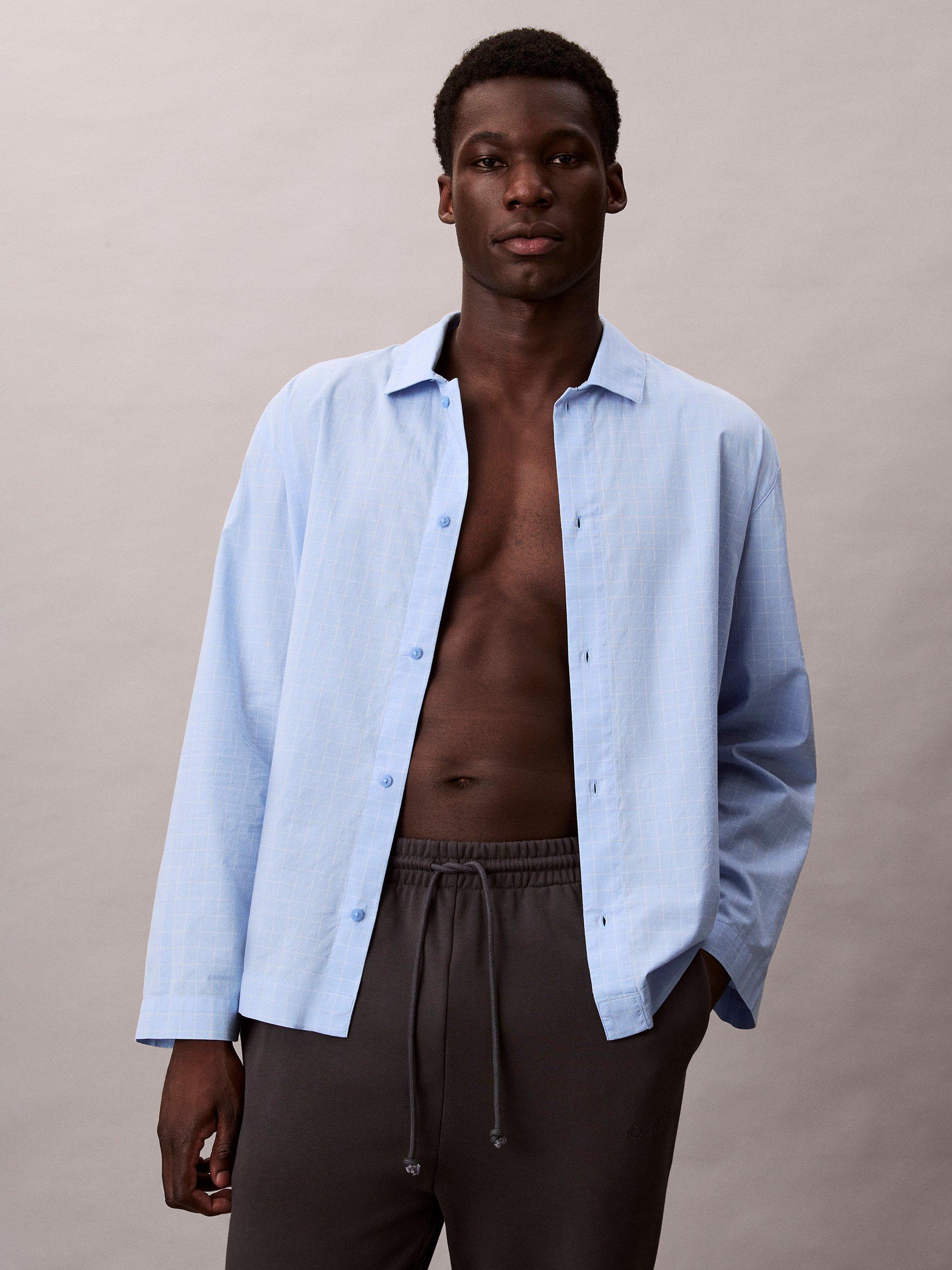 Product image 4 of 6, which shows Calvin Klein Cotton Poplin Long Sleeve Pyjama Top, Plotter Plaid, S