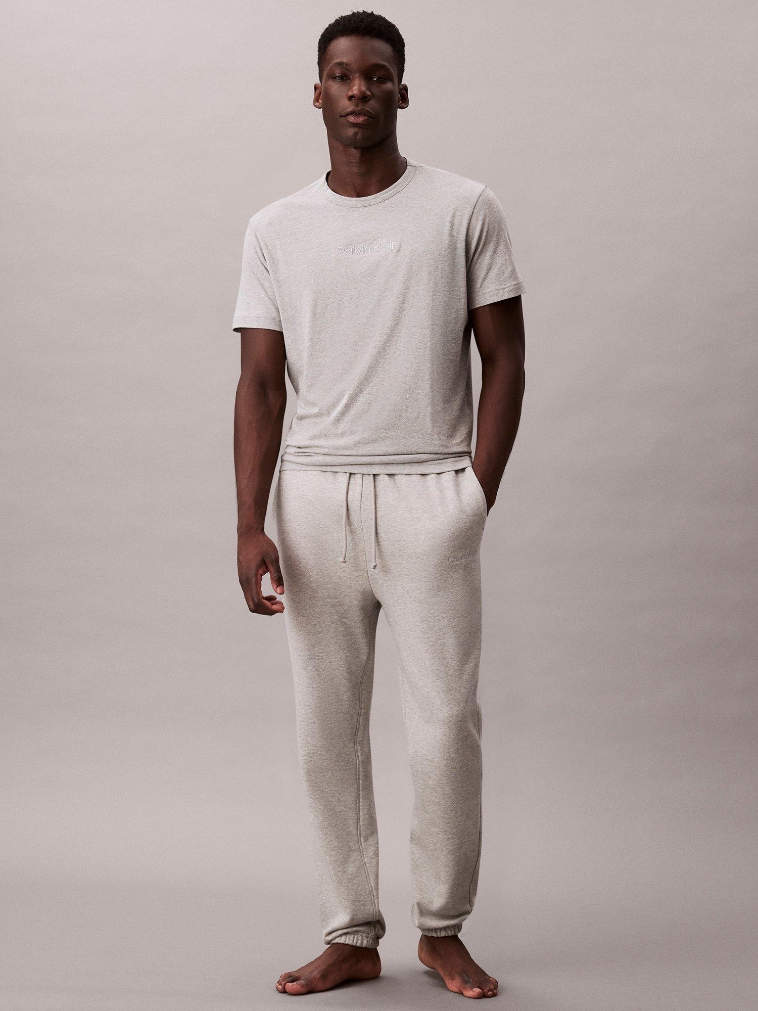 Product image 1 of 6, which shows Calvin Klein Drawstring Cotton Blend Joggers, Grey Heather, S