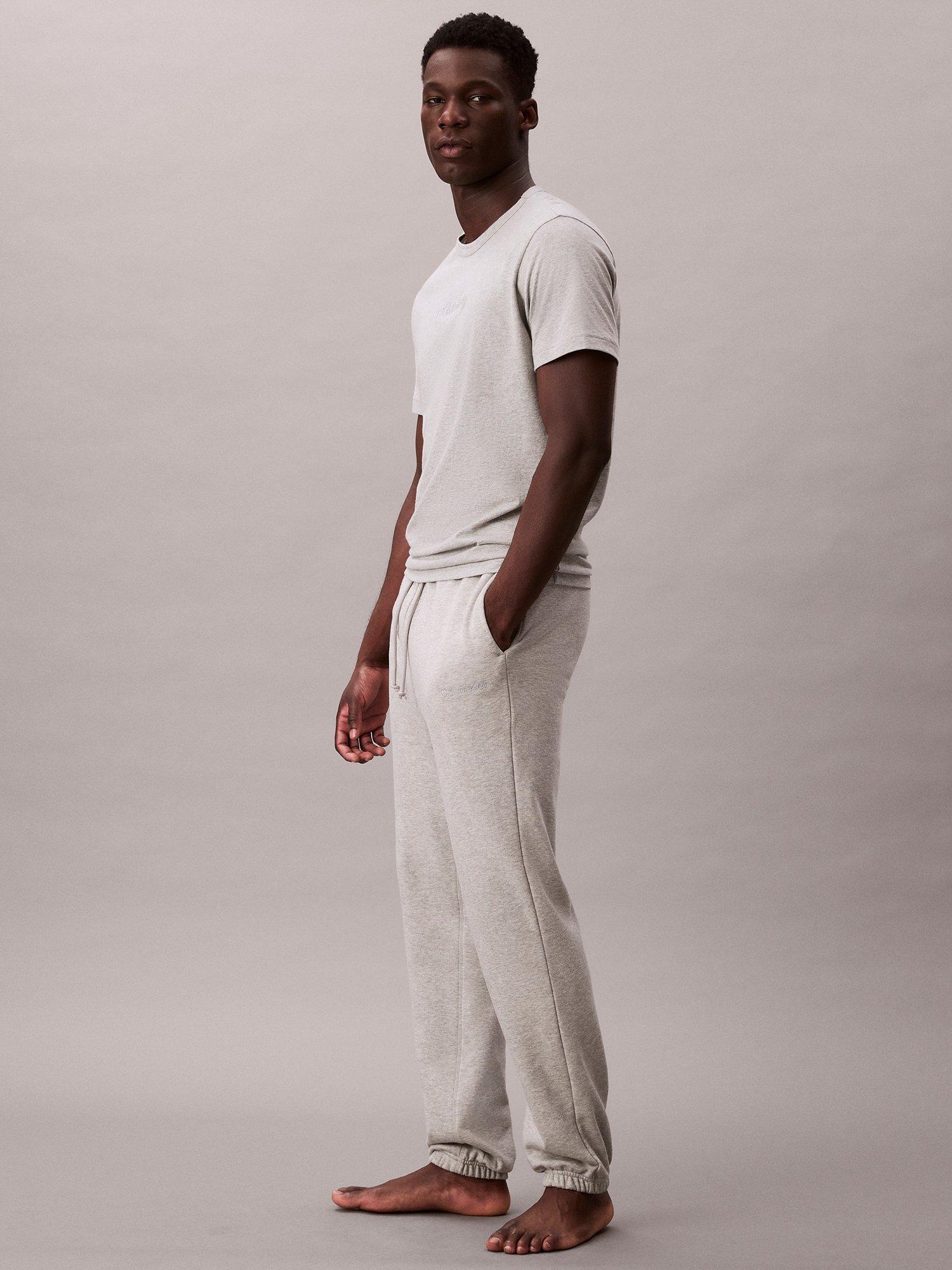 Product image 4 of 6, which shows Calvin Klein Drawstring Cotton Blend Joggers, Grey Heather, S