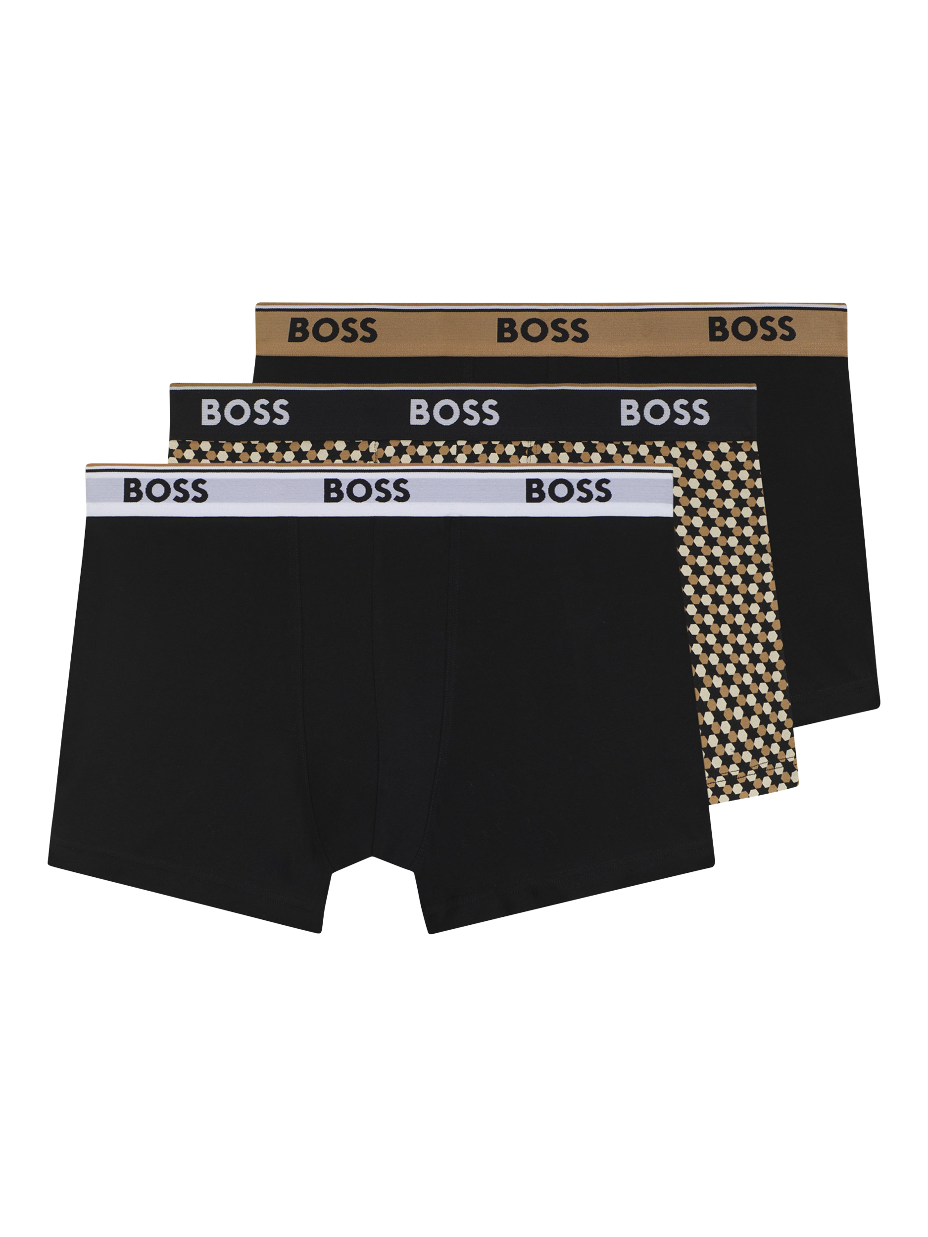 Product image 1 of 5, which shows HUGO BOSS BOSS Cotton Trunks, Pack of 3, Multi, XXL