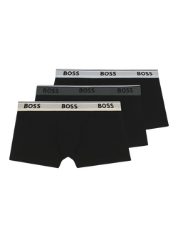 HUGO BOSS BOSS Cotton Trunks, Pack of 3, Black, Black