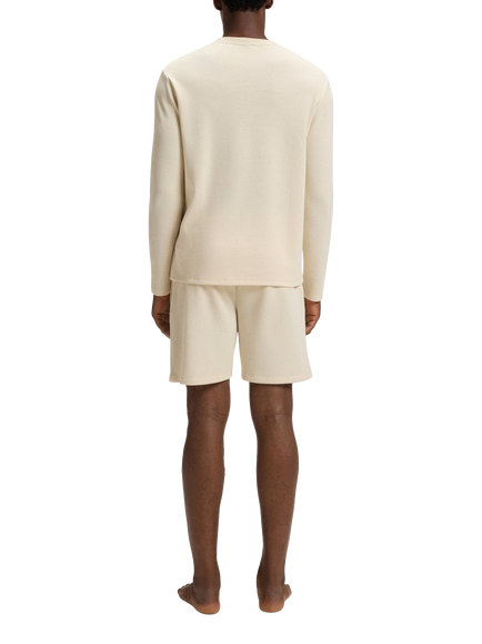 HUGO BOSS BOSS Cotton Blend Long Sleeved Pyjama Top, Open White - view 2, Open White