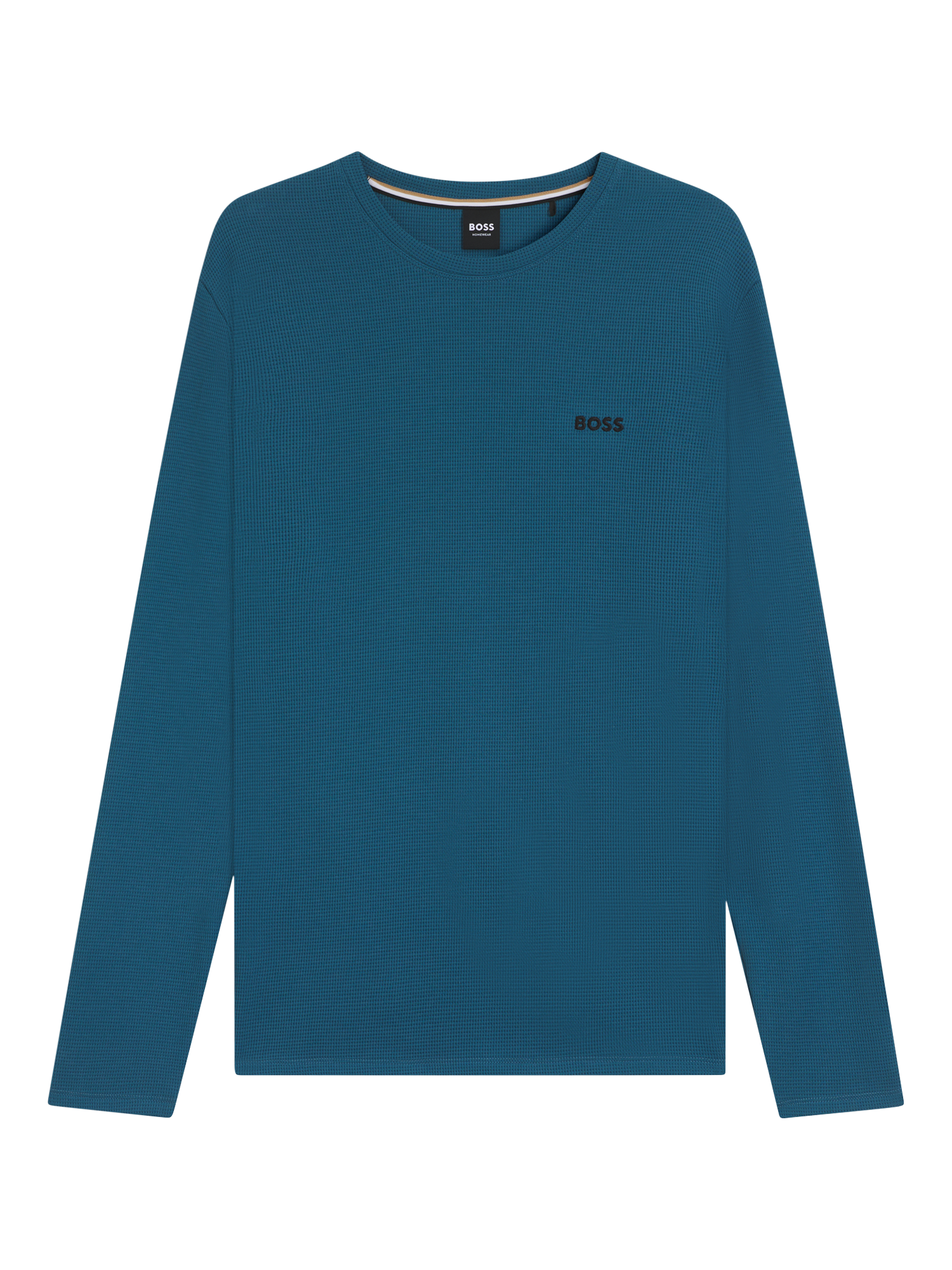 Product image 1 of 2, which shows BOSS Cotton Blend Pyjama Long Sleeve Top, Open Blue, M