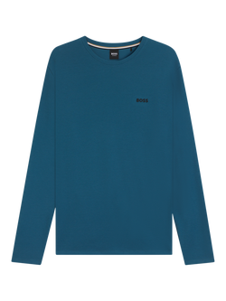 BOSS Cotton Blend Pyjama Long Sleeve Top, Open Blue, Open Blue