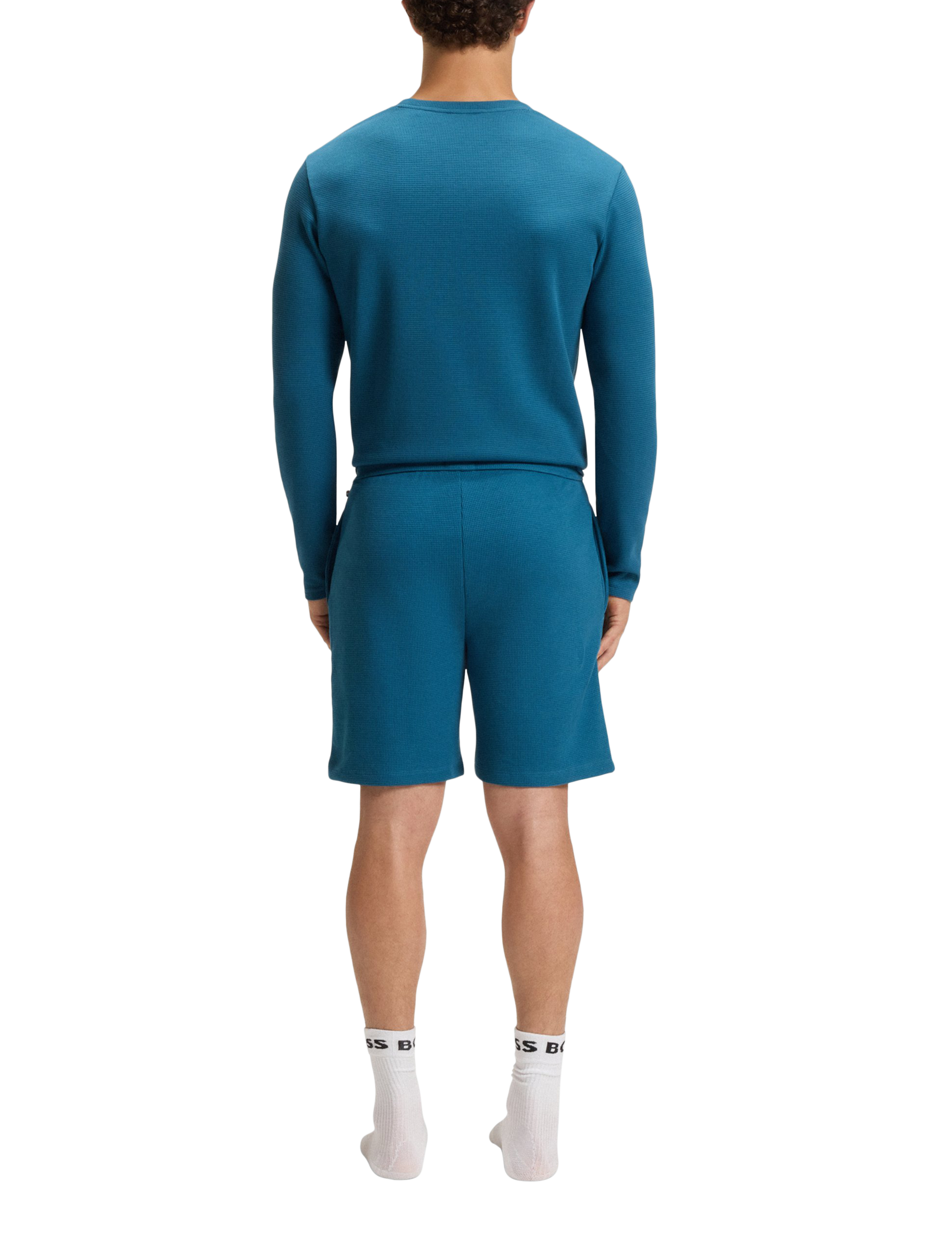 Product image 2 of 5, which shows HUGO BOSS BOSS Cotton Blend Drawstring Shorts, Open Blue, L