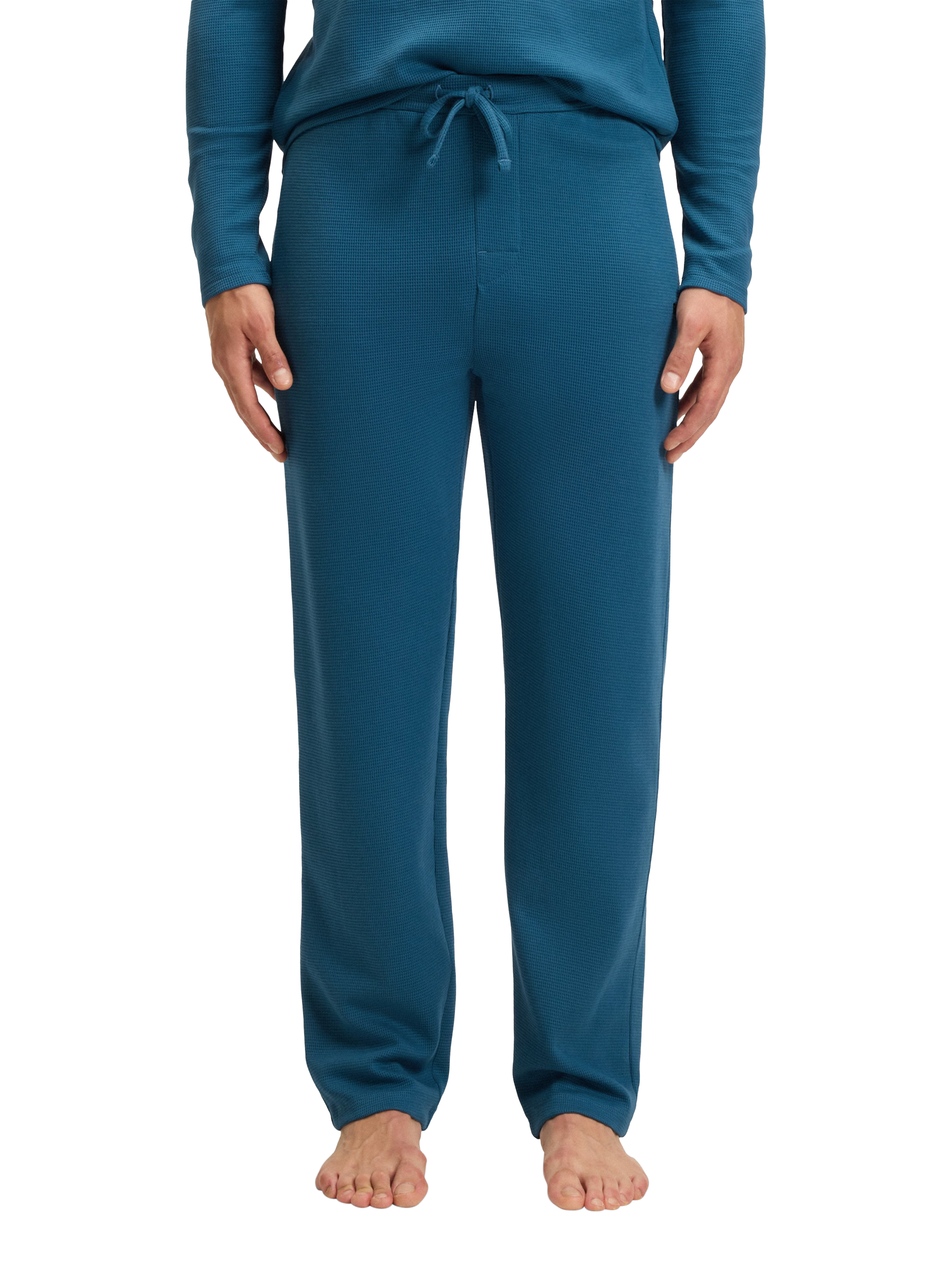 Product image 1 of 5, which shows HUGO BOSS BOSS Cotton Blend Drawstring Pyjama Bottoms, Open Blue, S