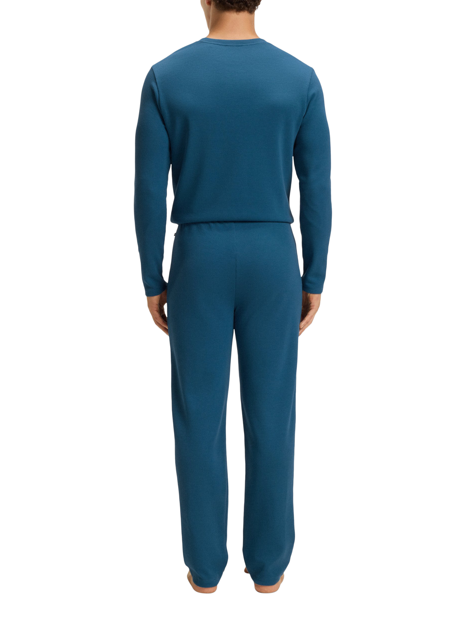 Product image 2 of 5, which shows HUGO BOSS BOSS Cotton Blend Drawstring Pyjama Bottoms, Open Blue, S