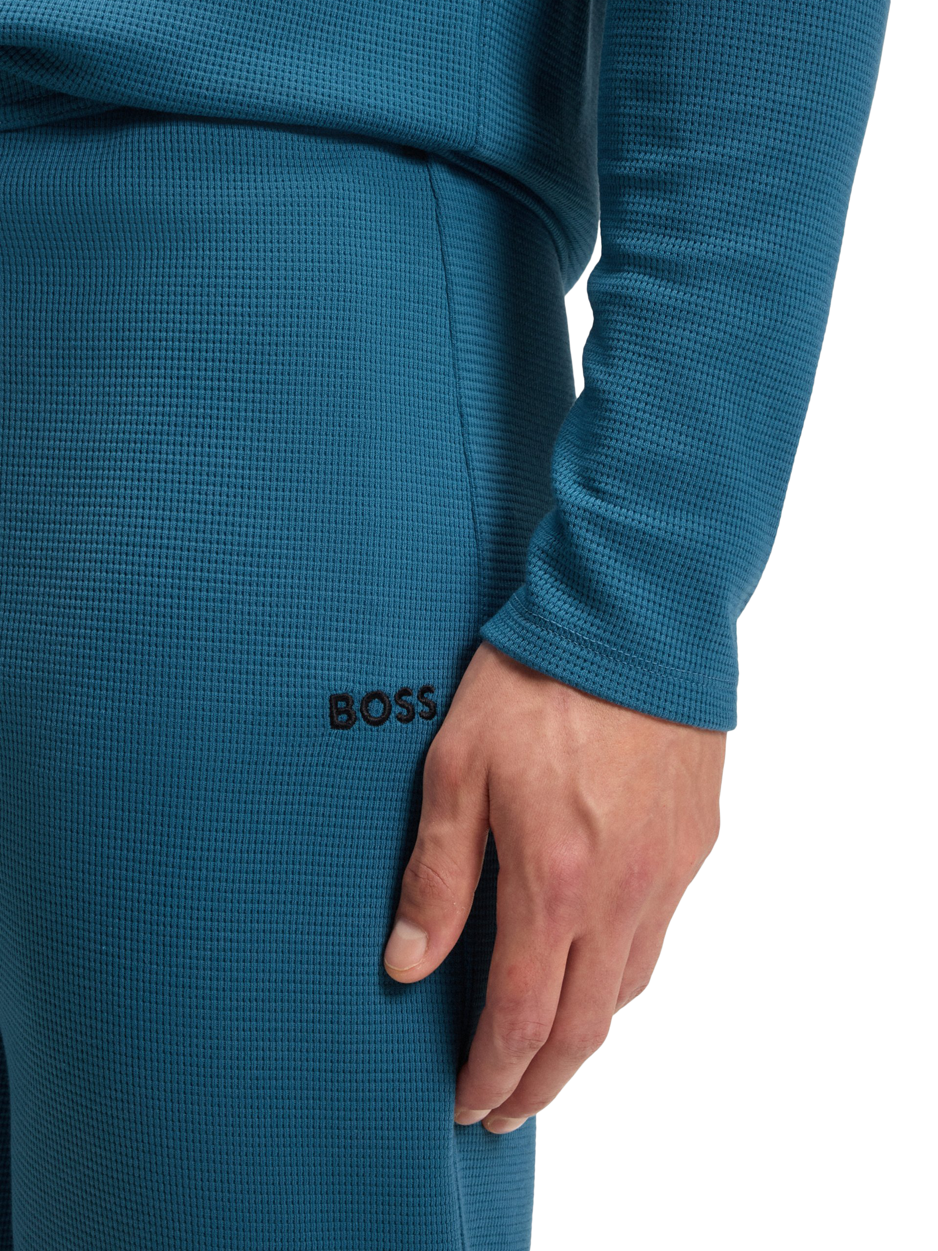 Product image 5 of 5, which shows HUGO BOSS BOSS Cotton Blend Drawstring Pyjama Bottoms, Open Blue, S