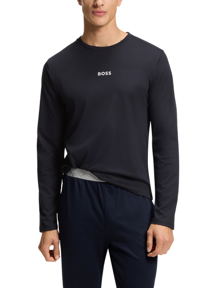 BOSS Cotton Logo Pyjama Set, Dark Blue