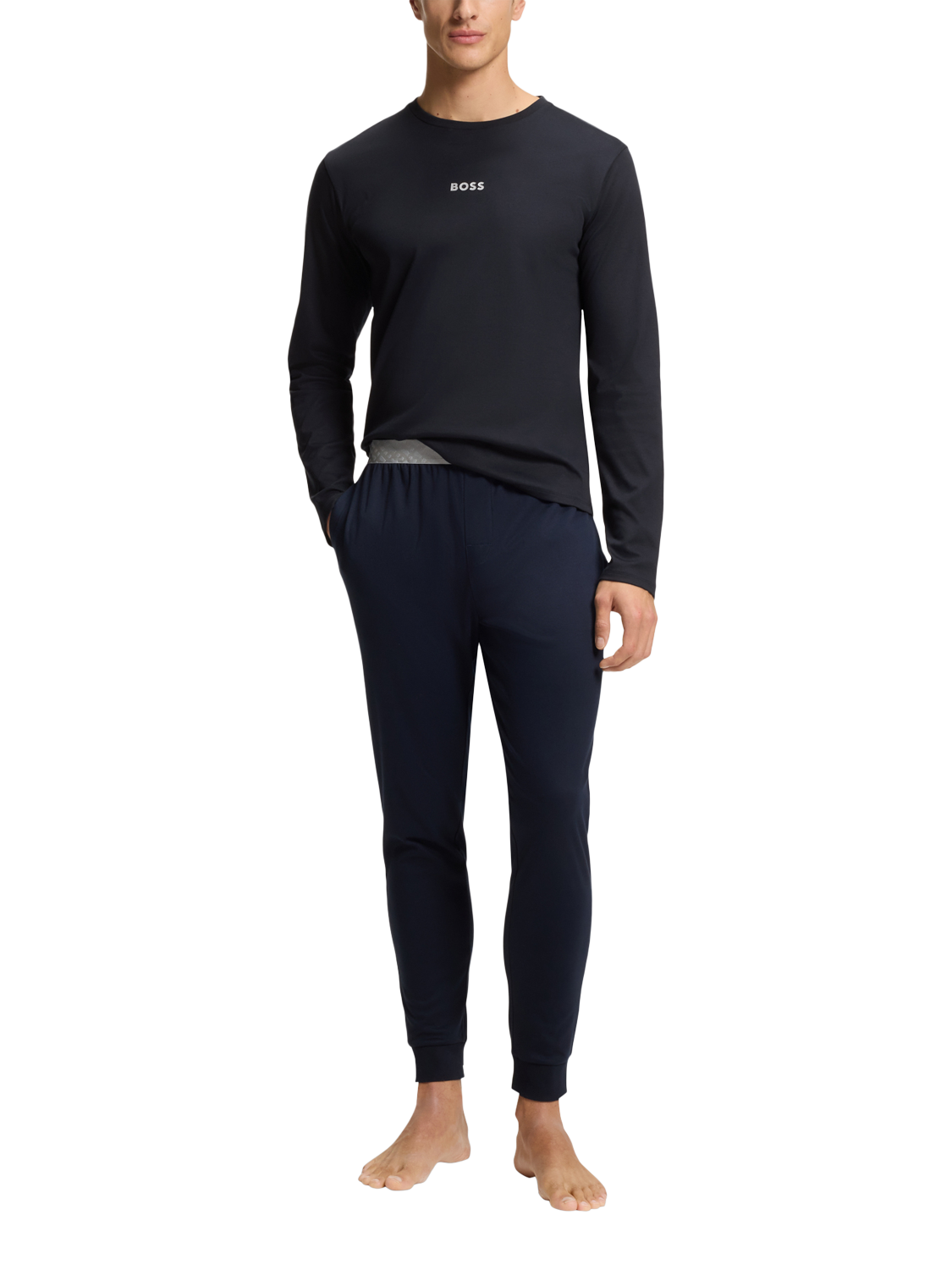 Product image 3 of 5, which shows BOSS Cotton Logo Pyjama Set, Dark Blue, L