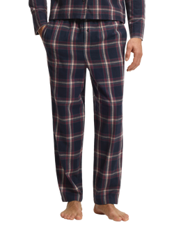 HUGO BOSS Cotton Blend Check Pyjama Bottoms, Blue, Blue
