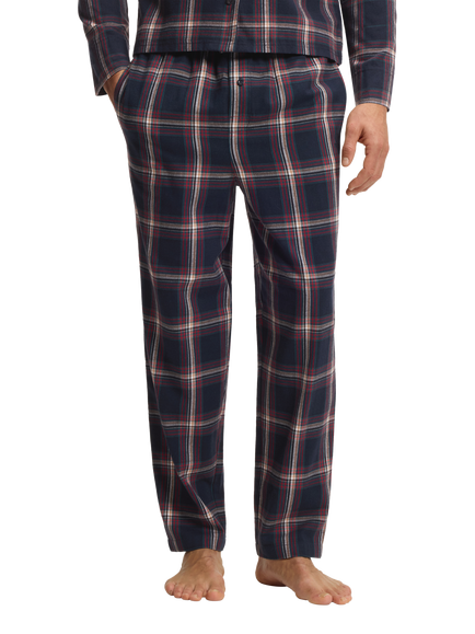 HUGO BOSS Cotton Blend Check Pyjama Bottoms, Blue, Blue