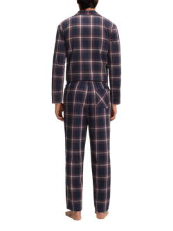 HUGO BOSS Cotton Blend Check Pyjama Bottoms, Blue - view 2, Blue