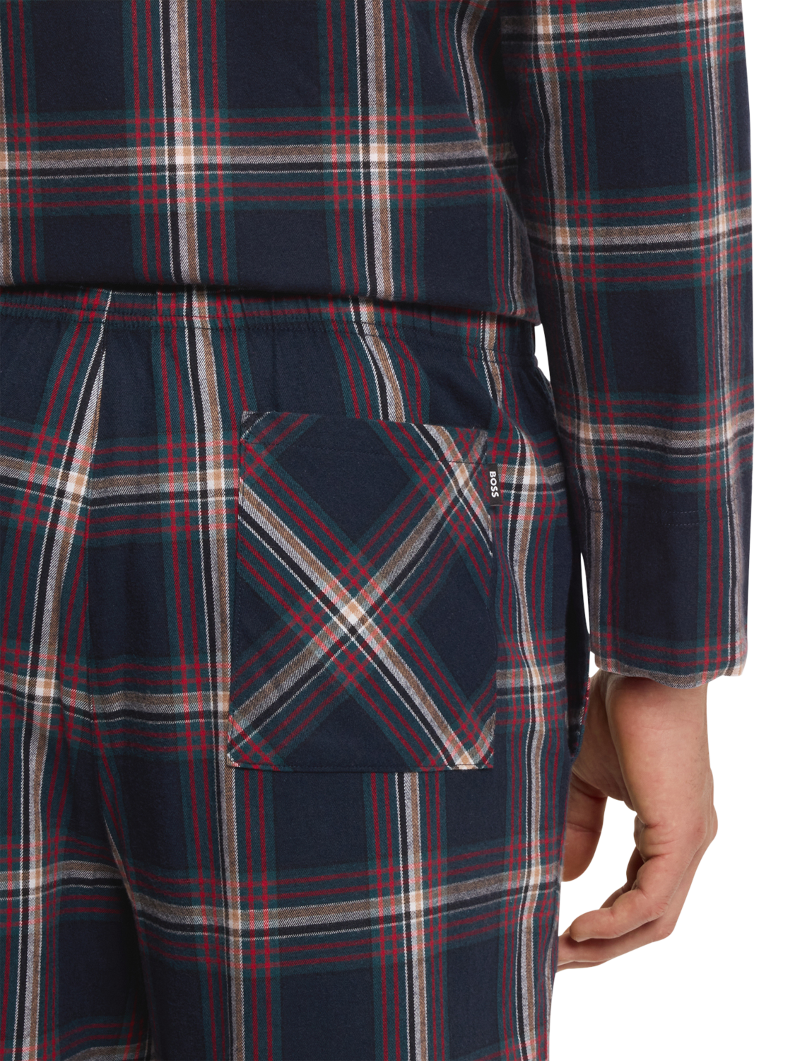 Product image 5 of 6, which shows HUGO BOSS Cotton Blend Check Pyjama Bottoms, Blue, L