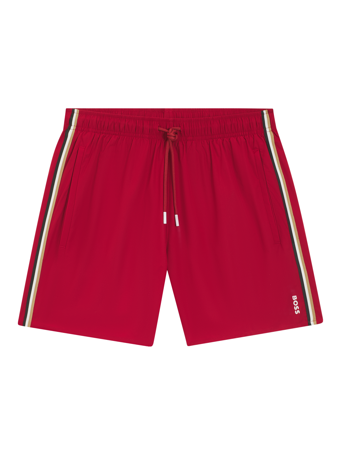 Product image 4 of 4, which shows BOSS Drawstring Swim Shorts, Medium Red, S
