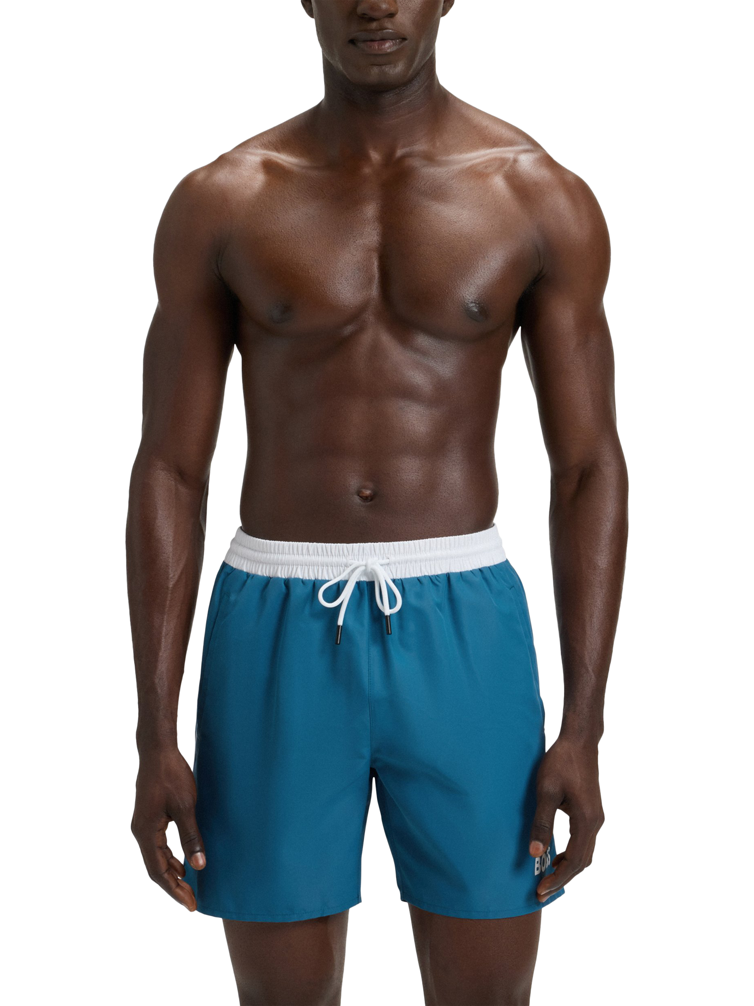 Product image 1 of 4, which shows HUGO BOSS BOSS Drawstring Swim Shorts, Open Blue, M