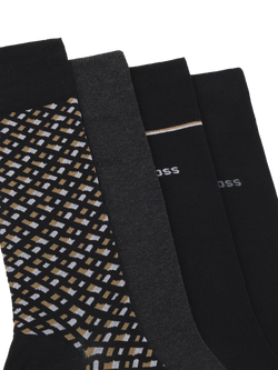 HUGO BOSS BOSS Mixed Cotton Blend Socks, Pack of 4, Black - view 2, Black