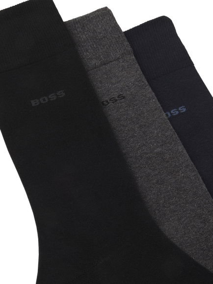 HUGO BOSS BOSS Mixed Cotton Blend Socks, Pack of 3 - view 2, Grey/Blue/Black