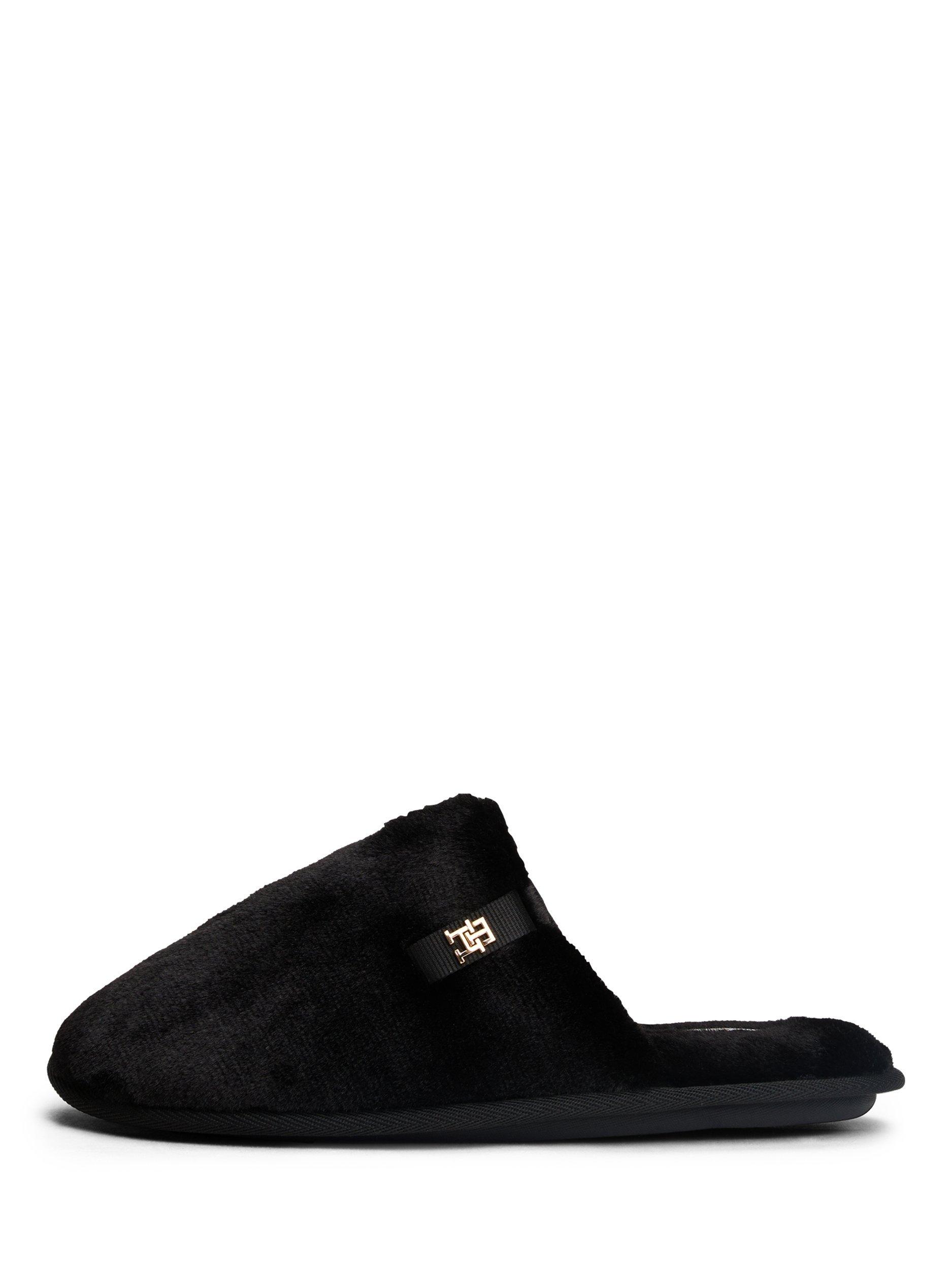 Product image 5 of 6, which shows Tommy Hilfiger TH Monogram Faux Fur Slippers, Black, EU35