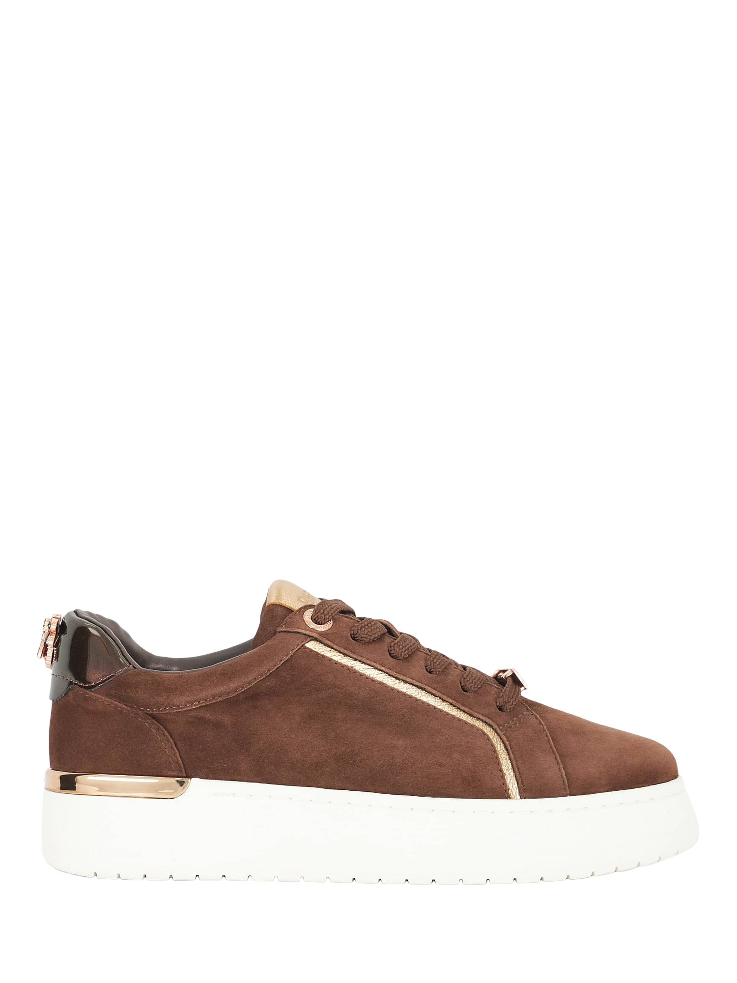 Product image 1 of 5, which shows Dune London Emmelino Suede Trainers, Brown, EU36