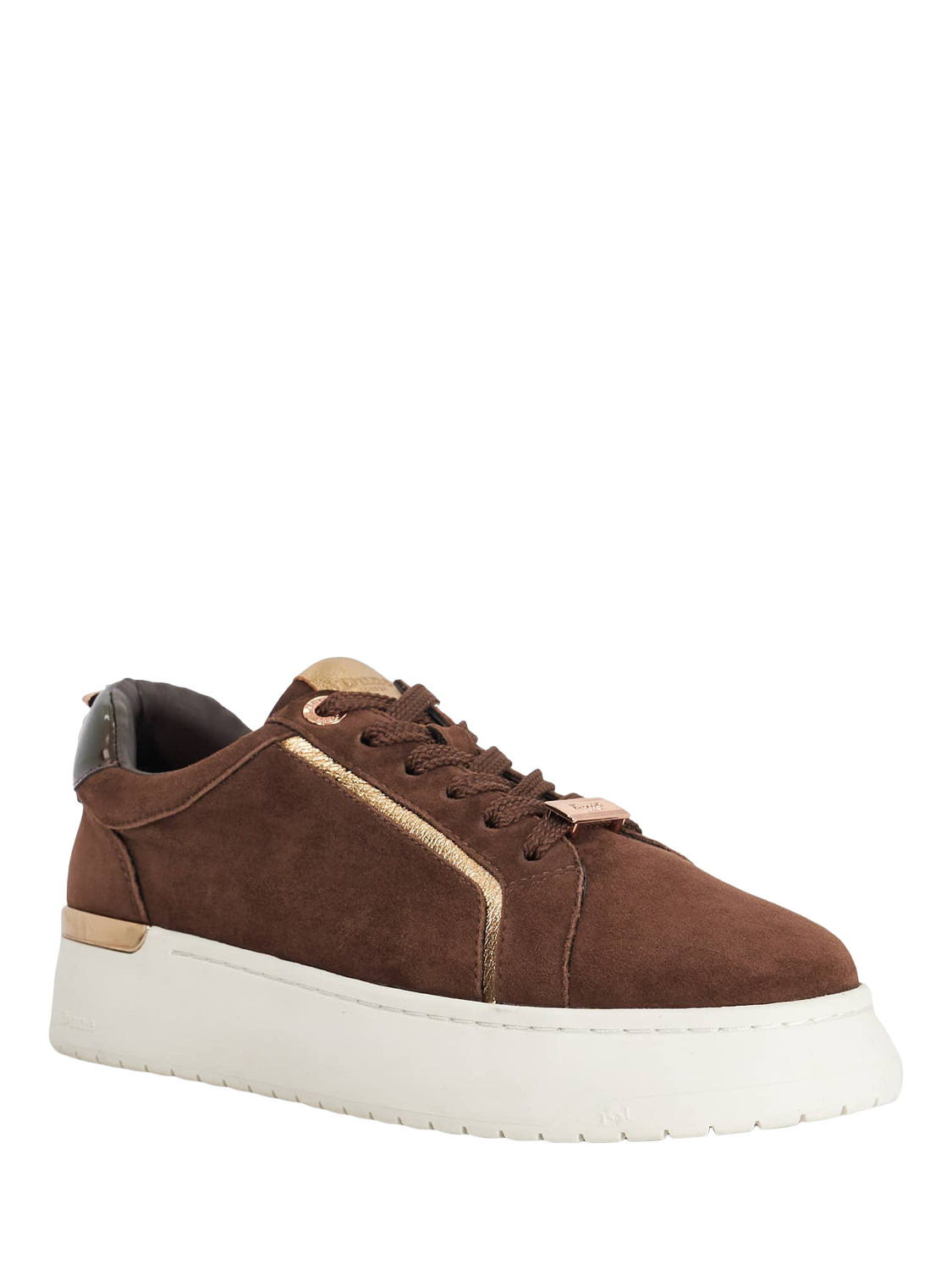 Product image 3 of 5, which shows Dune London Emmelino Suede Trainers, Brown, EU36