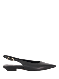 Dune Hostess Leather Slingback Court Shoes, Black, Black