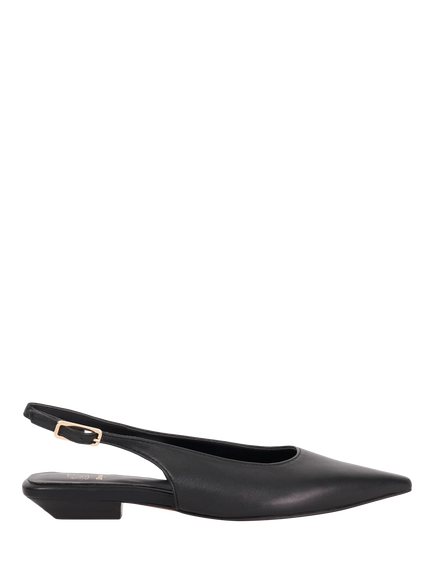 Dune Hostess Leather Slingback Court Shoes, Black, Black
