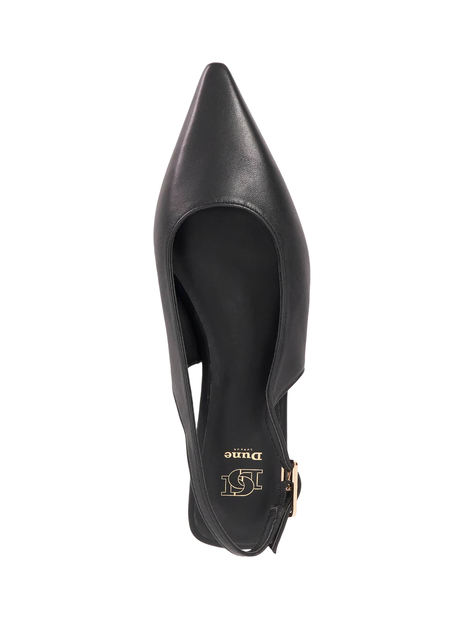 Product image 2 of 5, which shows Dune Hostess Leather Slingback Court Shoes, Black, EU36