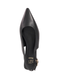 Dune Hostess Leather Slingback Court Shoes, Black