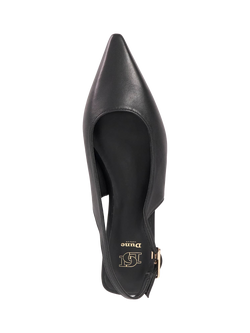 Dune Hostess Leather Slingback Court Shoes, Black - view 2, Black